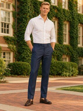 Nordstrom Men's Shop Mens 32x32 Navy Slim Fit Stretch Cotton Chino Dress Pants